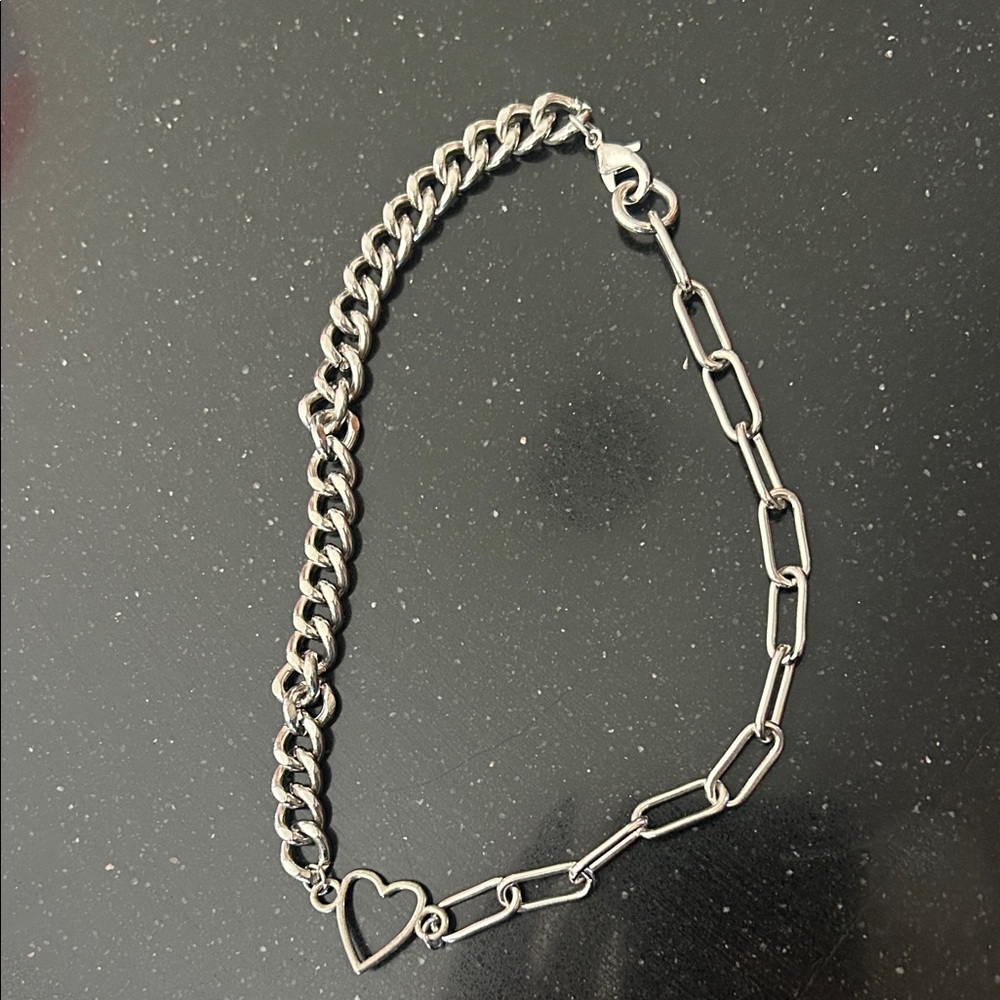 Silver Heart Chain Necklace - Picture 2 of 2